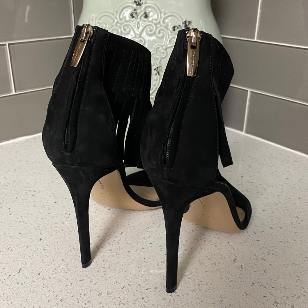 Authentic Gianvito Rossi Black Suede Fringe Heels - Picture 5 of 12